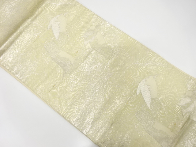 流水に群鶴模様織出し袋帯